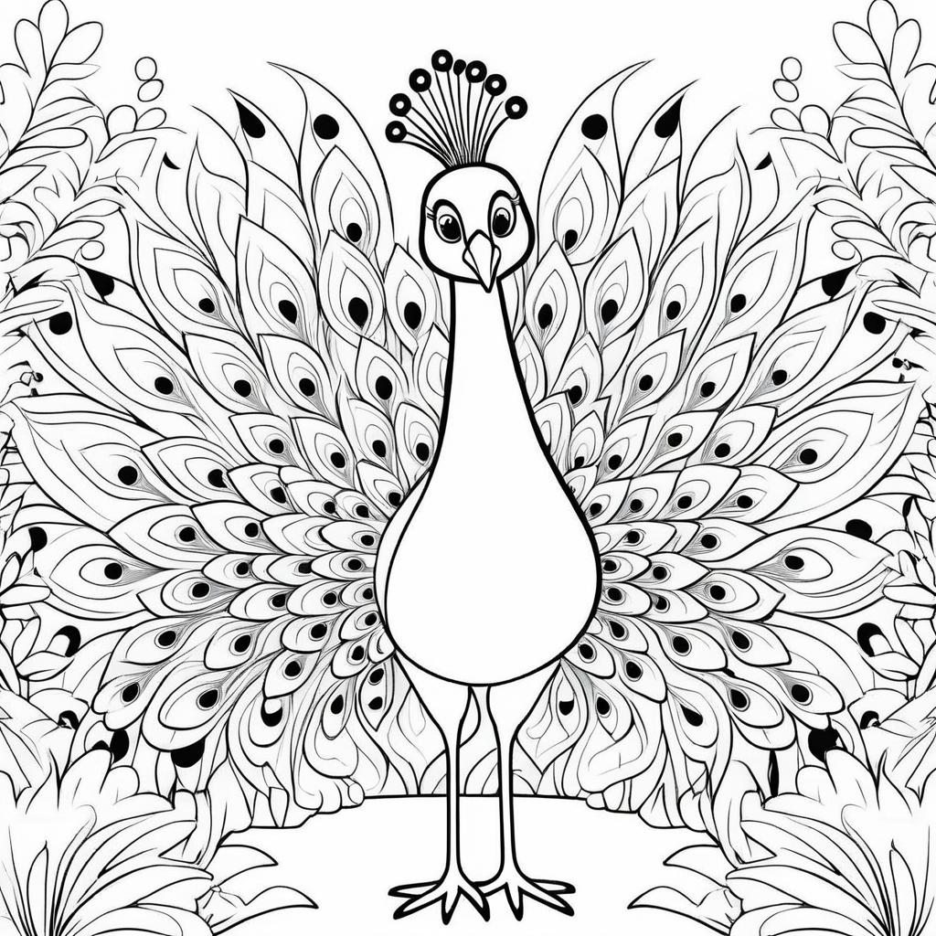 Cute Peacock Coloring Page for Kids