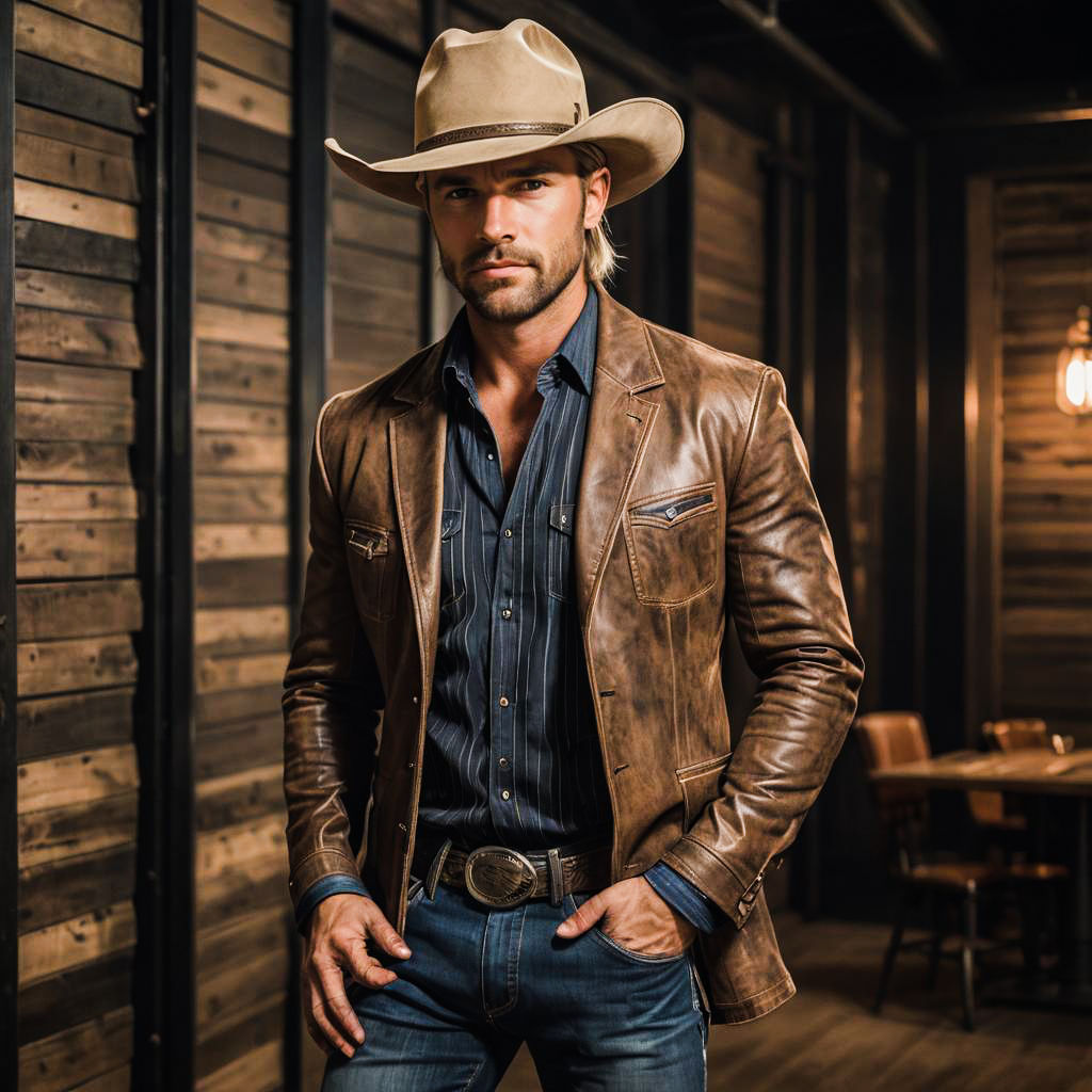 Cinematic Sophisticated Cowboy in Rustic Style