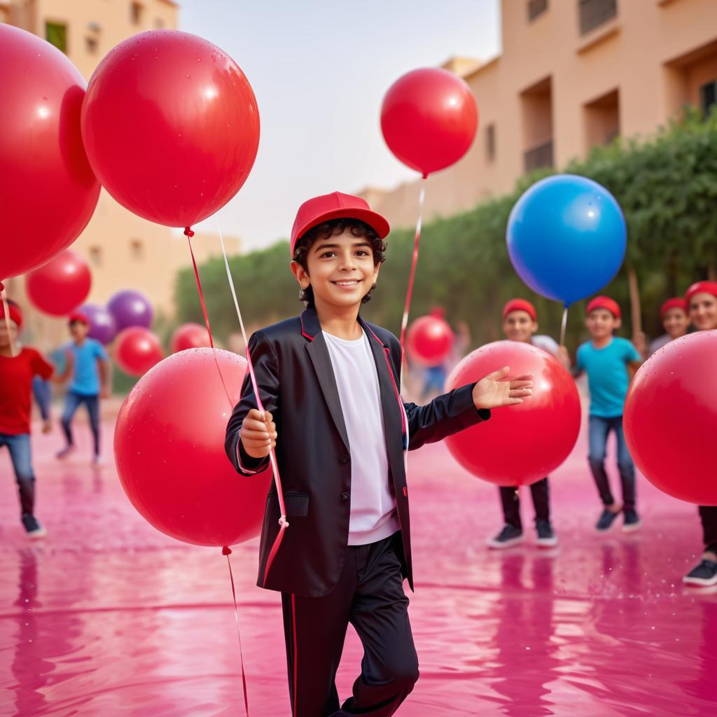 Joyful Middle-Eastern Boy in Playground