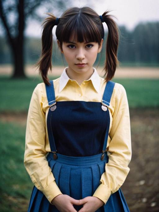 Realistic Girl with Twintails Outdoors