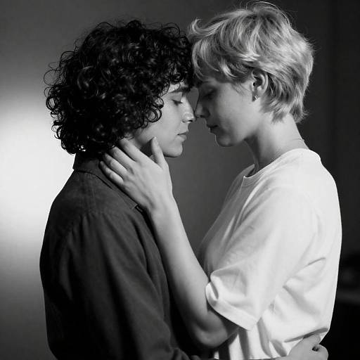 Dramatic High-Contrast B&W Embrace Photo