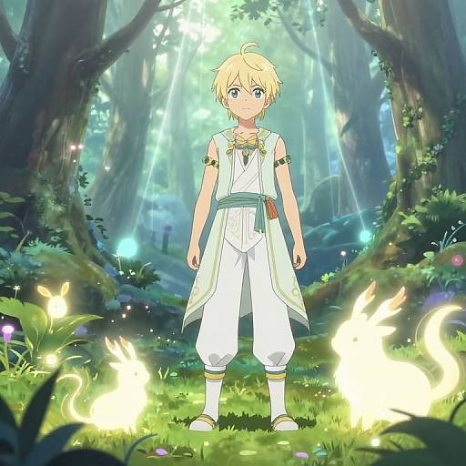 Anime Character in Enchanted Forest