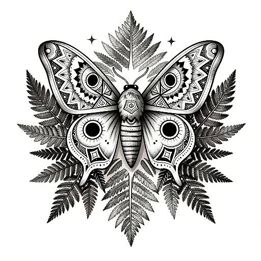 Symmetrical Moth Mandala Back Tattoo