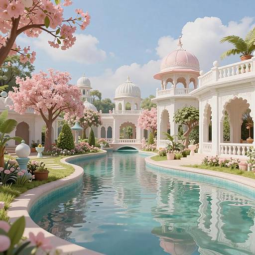 Dreamy Pastel Fantasy Garden Landscape