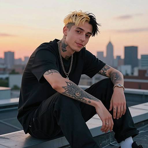 Lil Peep Rooftop Sunset Portrait
