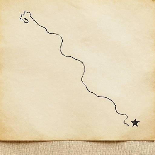 Vintage Minimalistic River Map