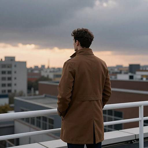 Urban Sunset: Man on Rooftop