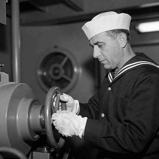 Focused Sailor in Engine Room Photography