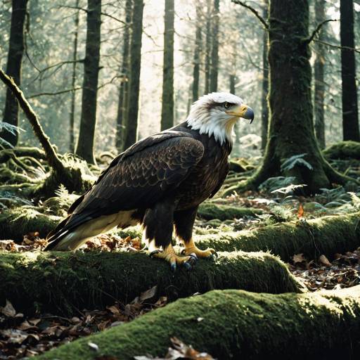 Bald Eagle in Mossy Forest
