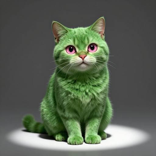 Realistic Green Fur Cat Portrait