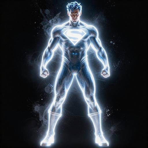Glowing Blue and White Superhero Full Body