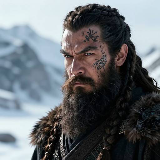 Braided Warrior Beard in Snow
