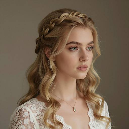 Portrait of Woman with Loose Braid Wedding Hair