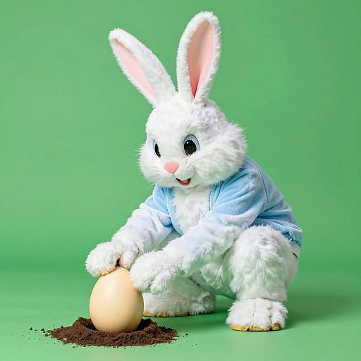 Hyperrealistic Easter Bunny Golf Scene