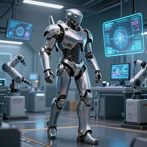 Sleek Sci-Fi Power Armor in Lab