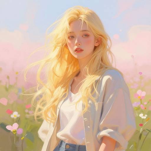 Serene Blonde Portrait in Bloom