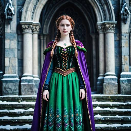 Woman in Detailed Frozen Anna Costume