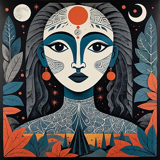 Fantastical Woodblock Print Inspired by Tamayo Fantastical Woodblock Print Inspired by Tamayo