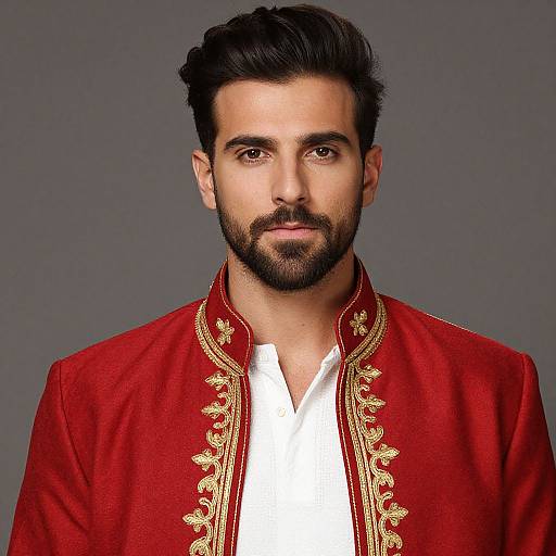 Bearded Man in Embroidered Jacket