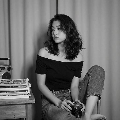 Noir Portrait: Woman with Camera