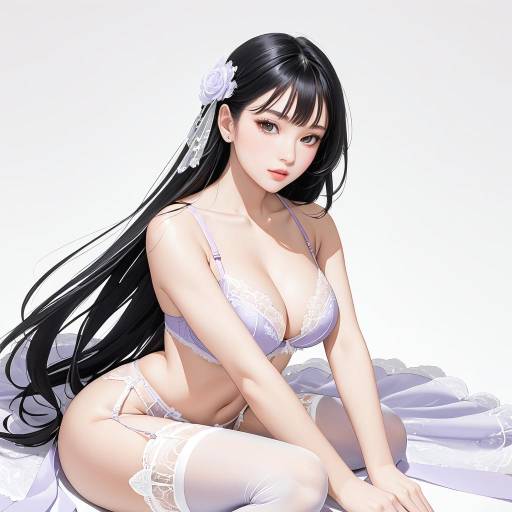 Captivating Lingerie Pose on White Background