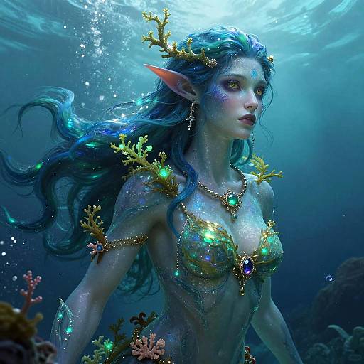 Mystical Female Water Genasi Art
