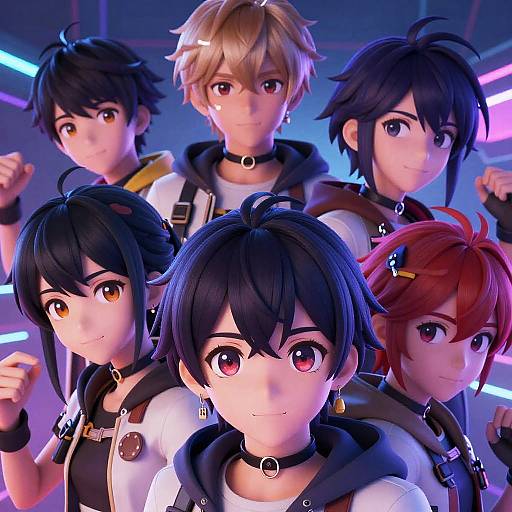 Anime-Inspired Neon Discord Selfie