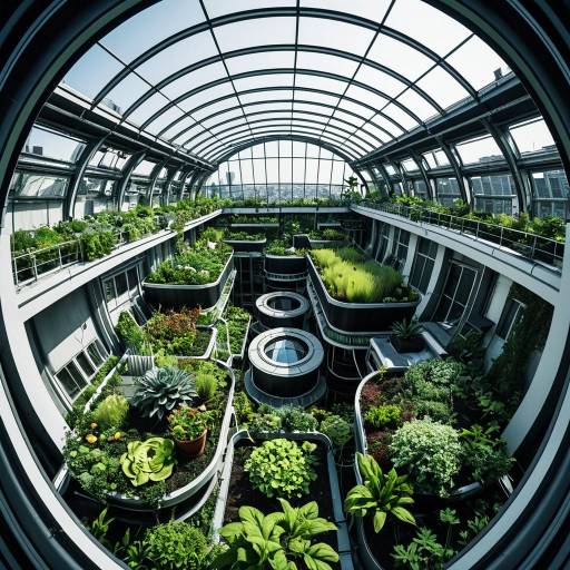 Futuristic Rooftop Garden with Biomechanical Design