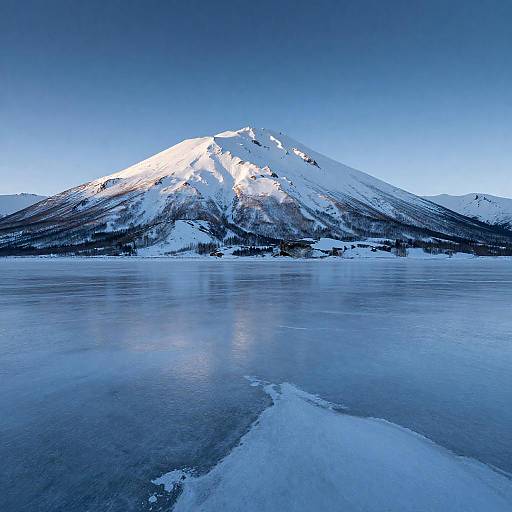Sunlit Snow Mountain with Icy Foreground