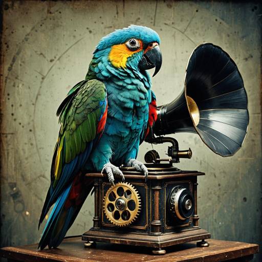 Surreal Steampunk Parrot Portrait