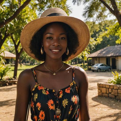 Smiling Young Woman in Sun Hat Outdoors