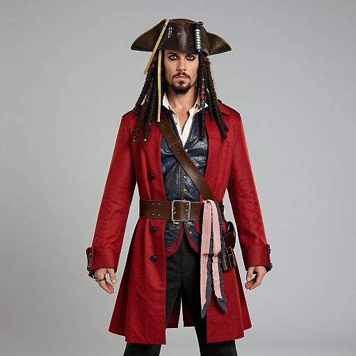Red Pirate Costume with Dreadlocks