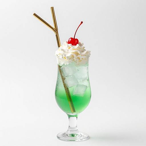 Green Creamy Cocktail with Cherry