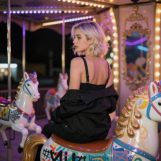 Neon Night Woman on Graffiti Carousel