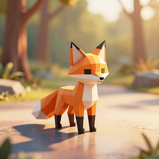Low-Poly Isometric 3D Fox