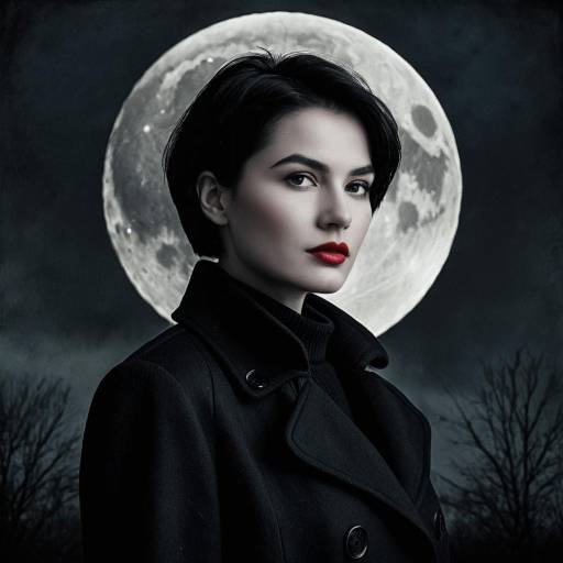 Woman Portrait with Full Moon Background