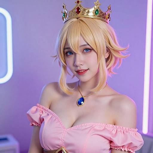 Blonde Cosplayer with Gemstone Crown