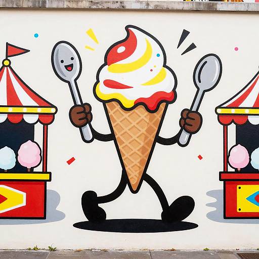 Playful Ice Cream Cone Mural