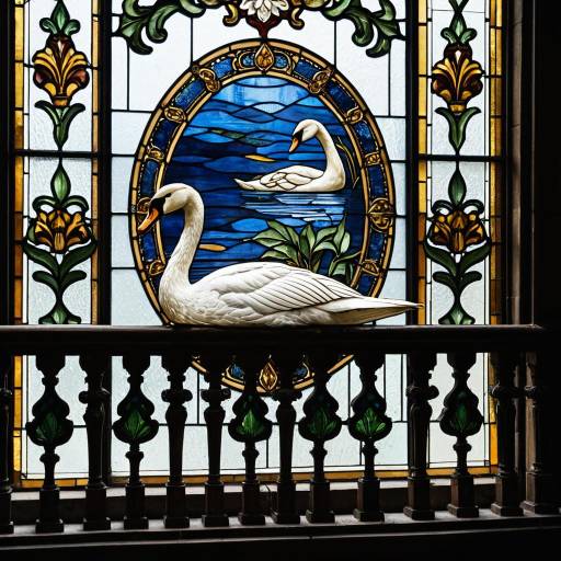 Elegant Stained Glass Swan Design