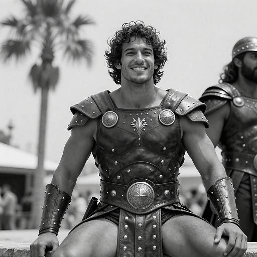 Black-and-White Studded Gladiator Portrait