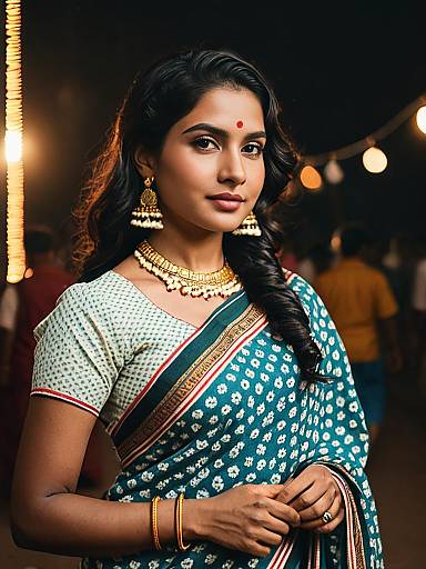 Woman in Traditional Malmal Cotton Saree