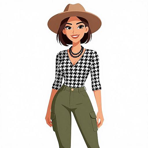 Smiling Woman in Stylish Casual Outfit