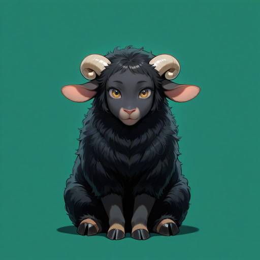 Sleek Black Sheep on Green Background Sleek Black Sheep on Green Background