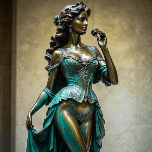 Seductive Bronze Statue in Photorealistic Detail