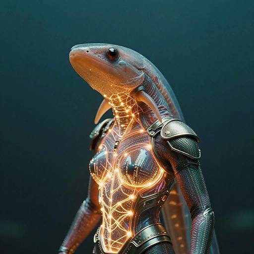 Surreal Electric Eel Humanoid in Energy Armor