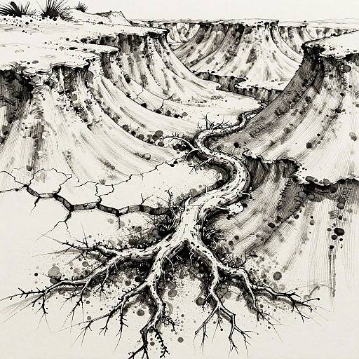 Badlands Ink Art Close-Up