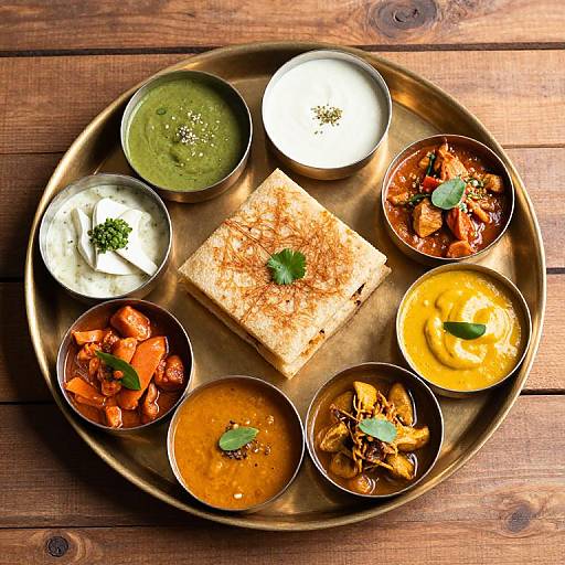 Authentic Gujarati Thali on Brass Platter
