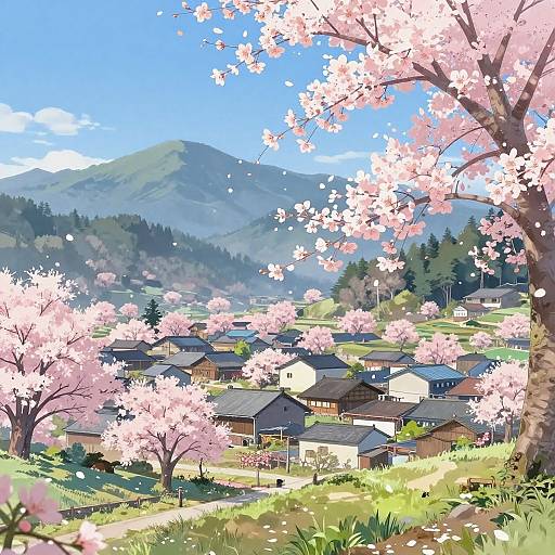 Peaceful Mountain Village in Bloom