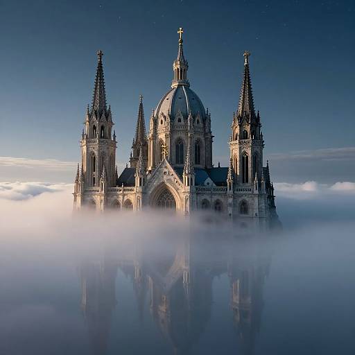 Gothic Cathedral Floating Above Clouds