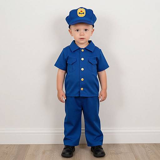 Realistic Toddler Boy in Postman Costume